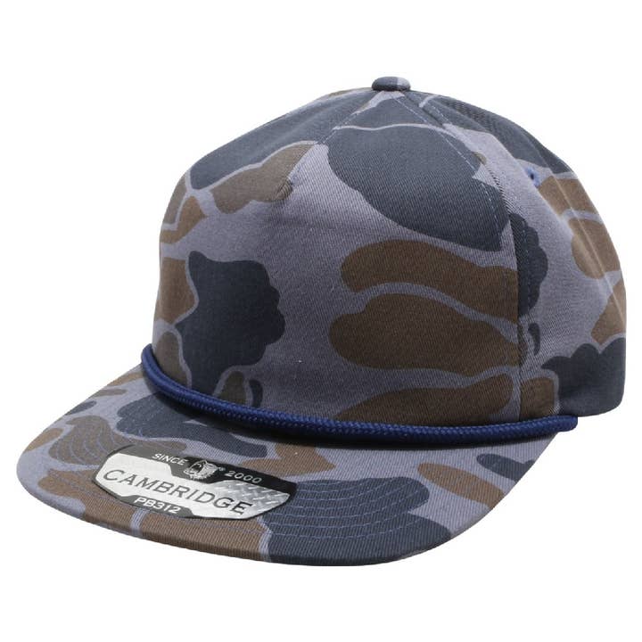DOBBI - Wholesale Flat Brim Cap - Unisex - Old School Camo Unstructured Rope7