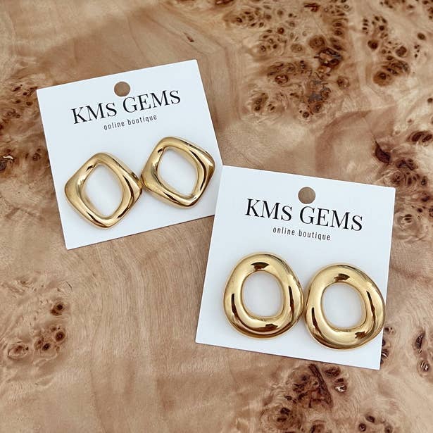 KMs GEMs – Brincos de pino por atacado – Brincos Abertos Kait Banhados a Ouro - 2 Estilos2