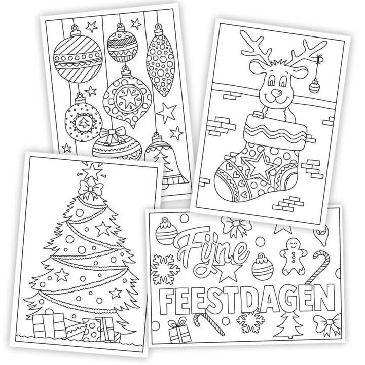 Kerst Inkleurkaarten kerstkaarten inkleuren met enveloppen voor wholesale door Hippekaartjeswinkel