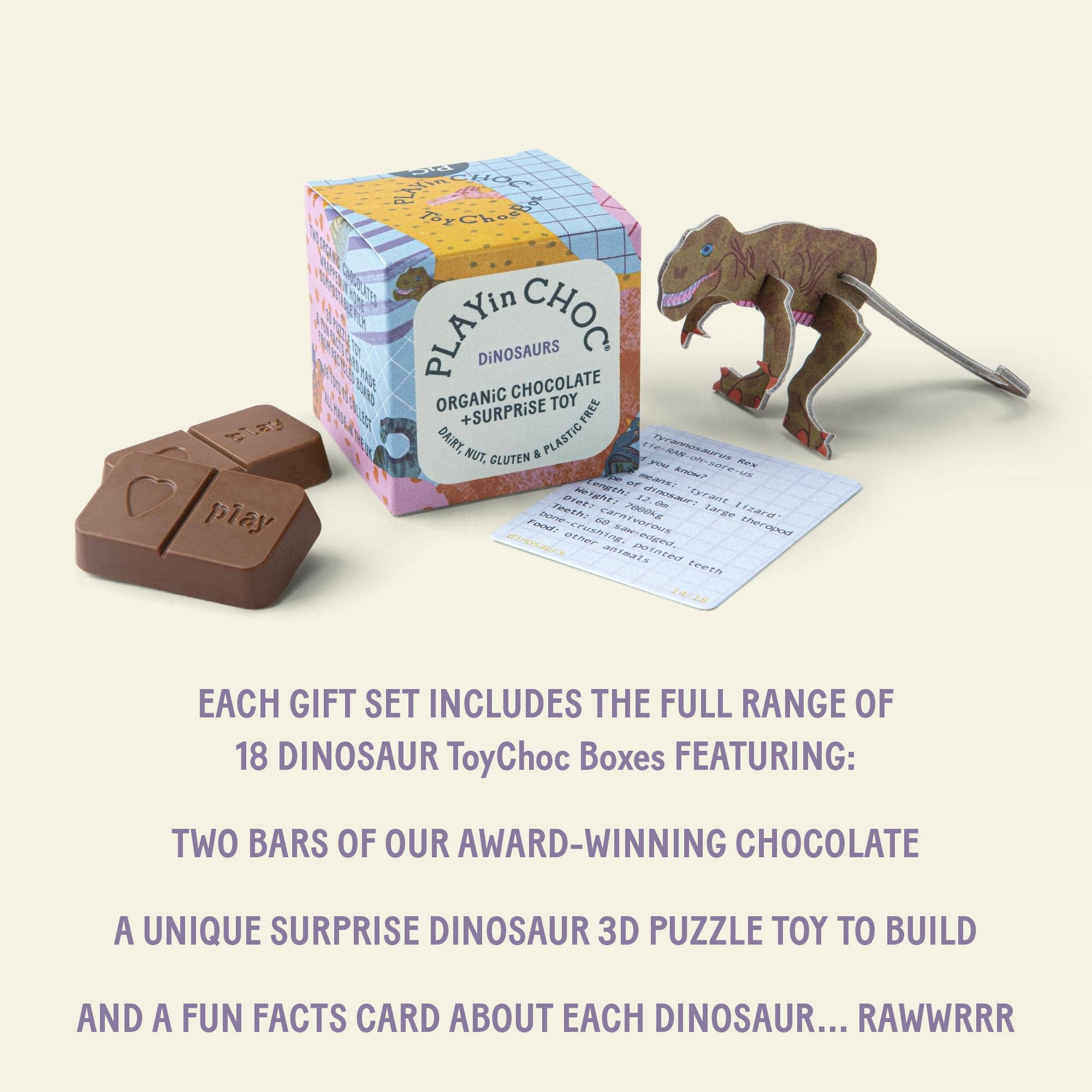 PLAYin CHOC – wholesale Chocolate box – ToyChoc Box® DiNOSAURS GiFT SET2