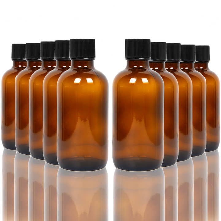 Youngever 16 Pack 3.5OZ Empty Glass Bottles with Lids-Amber for wholesale by Youngever
