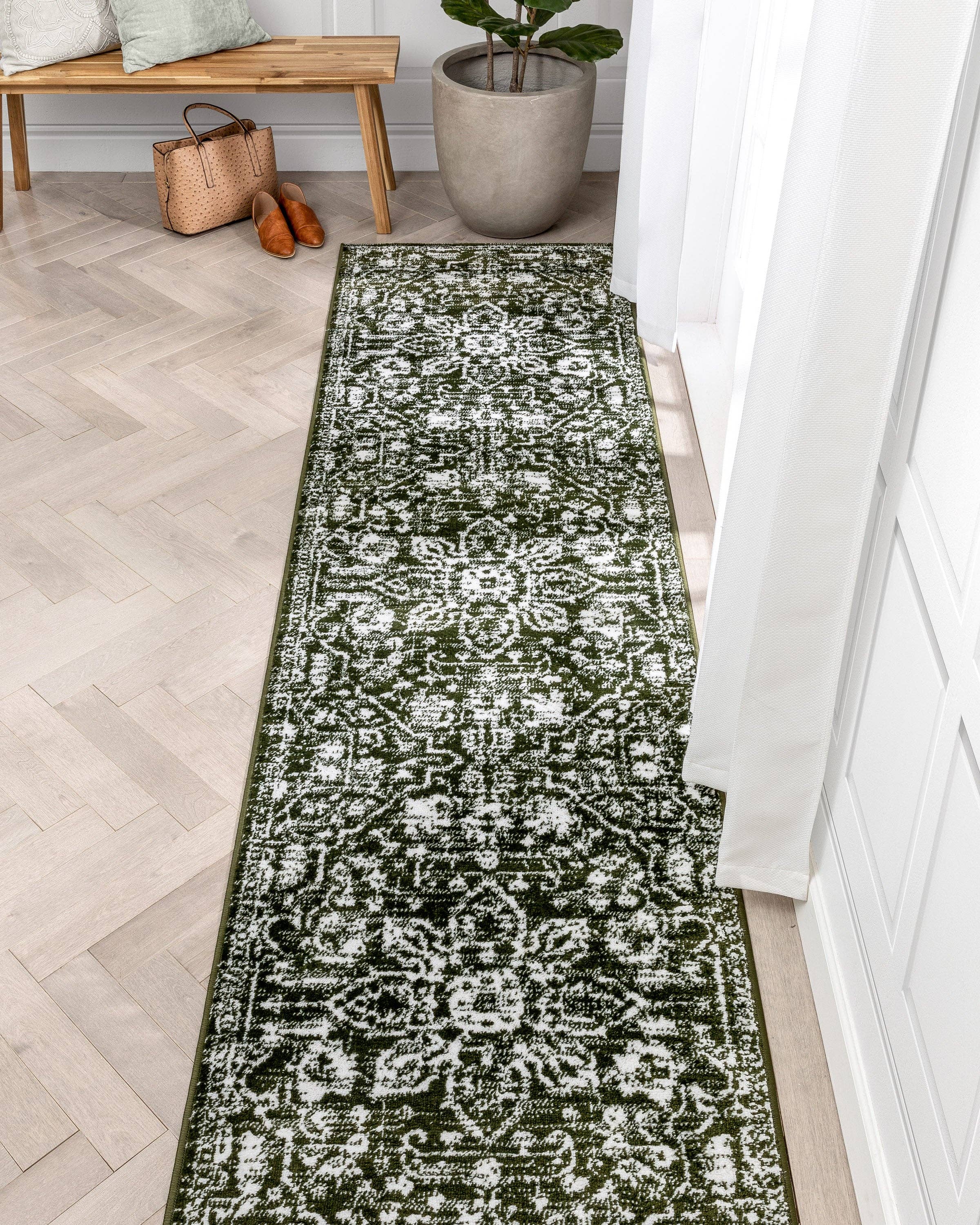 Well Woven - Venta al por mayor Alfombra pequeña - Alfombra suave Disa Vintage Medallion Green de Chill Rugs12