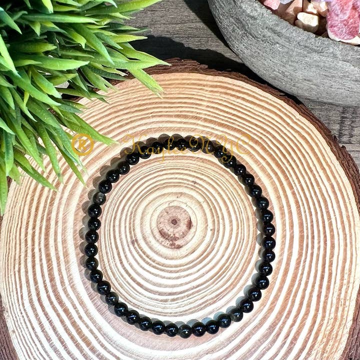 KayleeNYC - Wholesale Beaded Bracelet - Natural Gold Sheen Obsidian 4mm 7.5” Cry