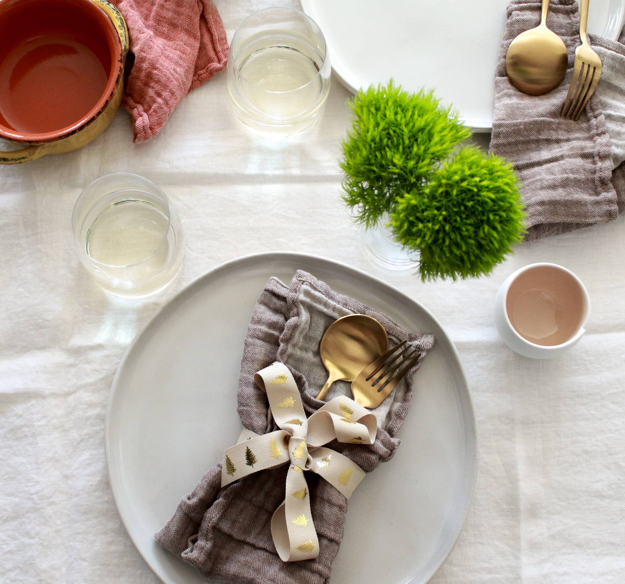 My Kitchen Linens – Guardanapo e pano de jantar por atacado – Conjunto de 4 Guardanapos Castanho Natural/Musselina de Algodão2