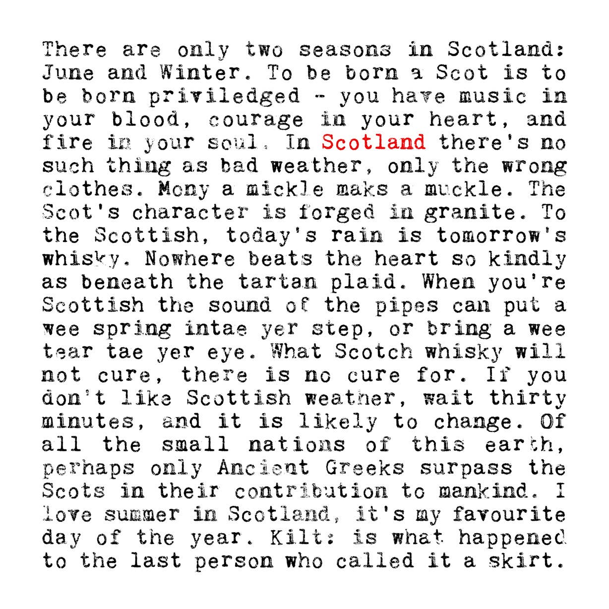 Coulson Macleod (U.S. Duties Paid) – wholesale Art print – Scotland Quotes Unframed Print, Gift For Scottish Abroad1