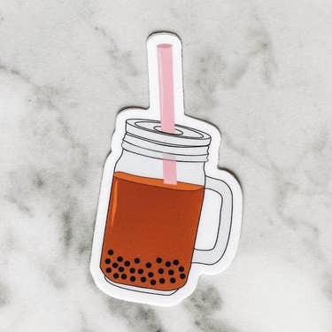Thai Tea Boba Sticker - Dishwasher Safe for wholesale by Kara Eads Creates