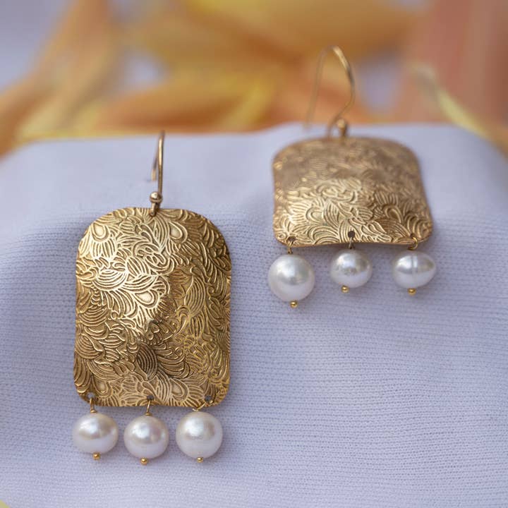 Blomsterperledråber Indiske Mughal Øreringe Festlig Smykke for engroshandel hos DIORA