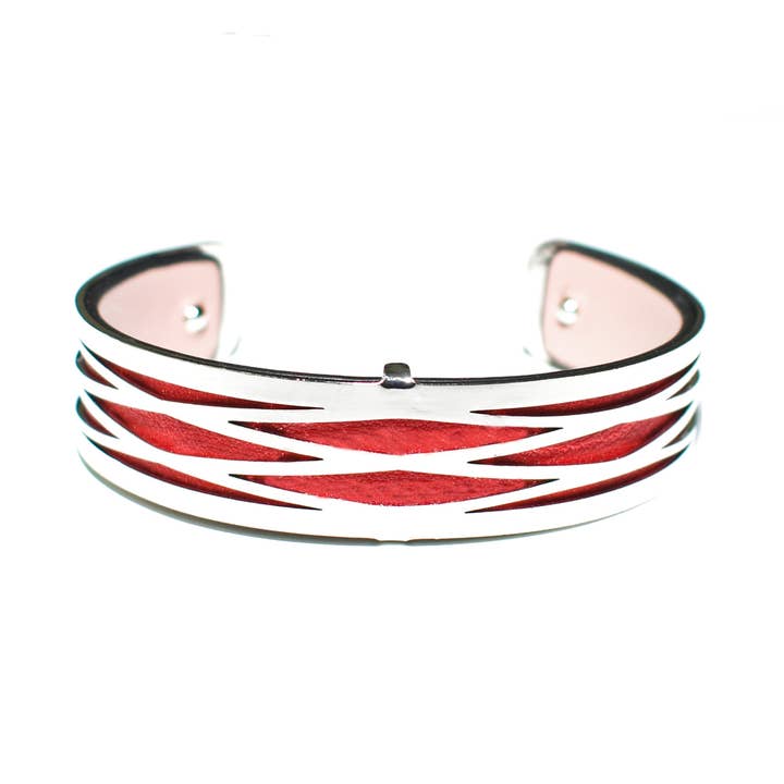 Laurent Scott Collection - Wholesale Cuff Bracelet - Half Inch Interchangeable Cuff - Wine Rhombus0