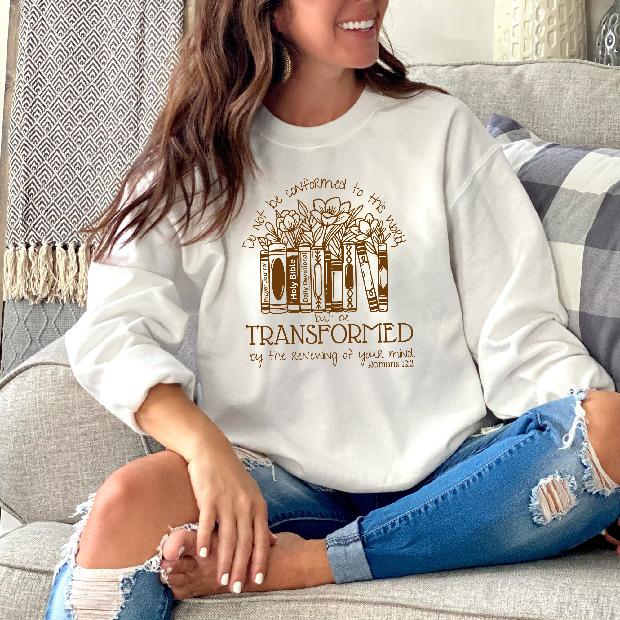 Love Ann Joy Apparel, LLC - Wholesale Graphic Sweatshirt - Women's - Renew Your Mind Book Lovers Christian Sweatshirt1