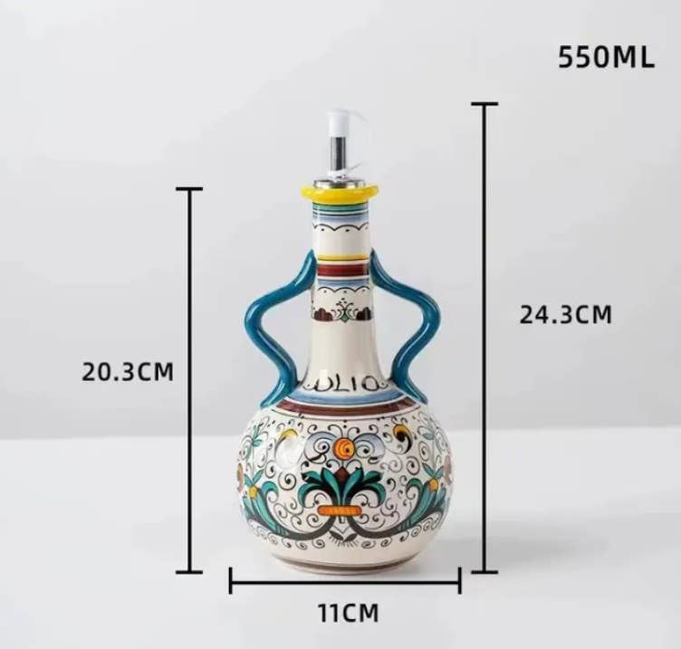 Kiyo Home - Wholesale Oil/Vinegar Dispenser - Amalfi Olive Oil Bottle | Ceramic Dispenser | Kitchen Decor1