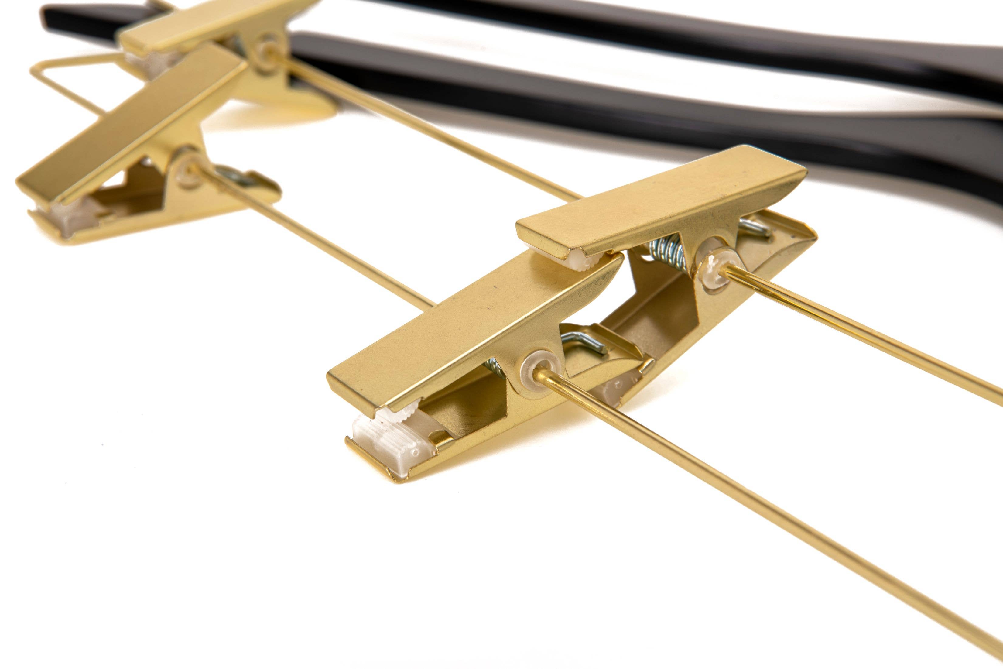 Quality Hangers – Cabides por atacado – WS73 Cabides Ultra Finos para Saias e Calças com Clipes Preto/dourado - 5 Unidades22