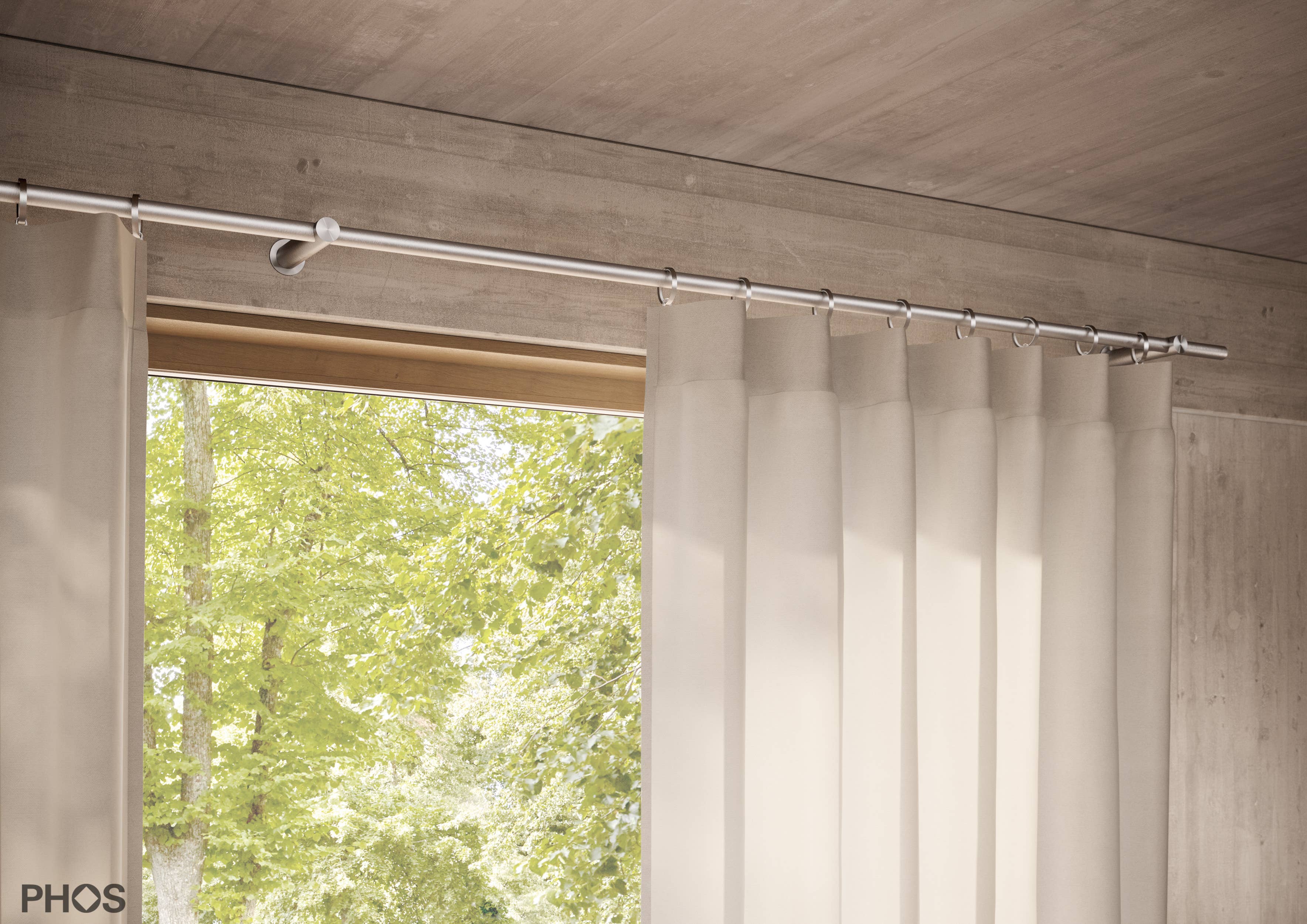 PHOS Design GmbH - Wholesale Curtain Rod - stainless steel curtain rod Ø20 mm, set with wall brackets3
