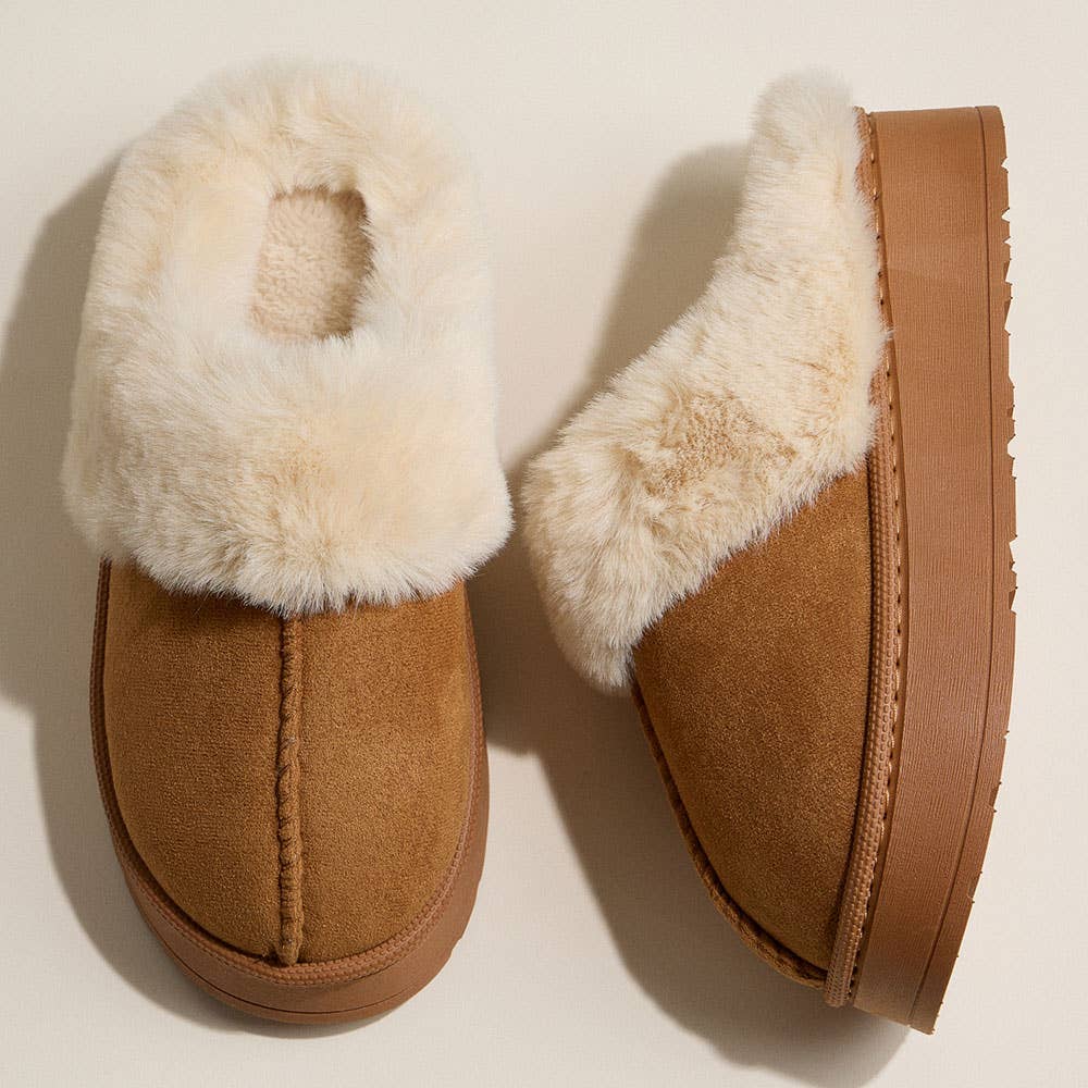 Sensibling Corp. - Wholesale Slippers - Women's - 6Pairs - Platform Fur Lining Faux Suede Sherpa Indoor Slippers2