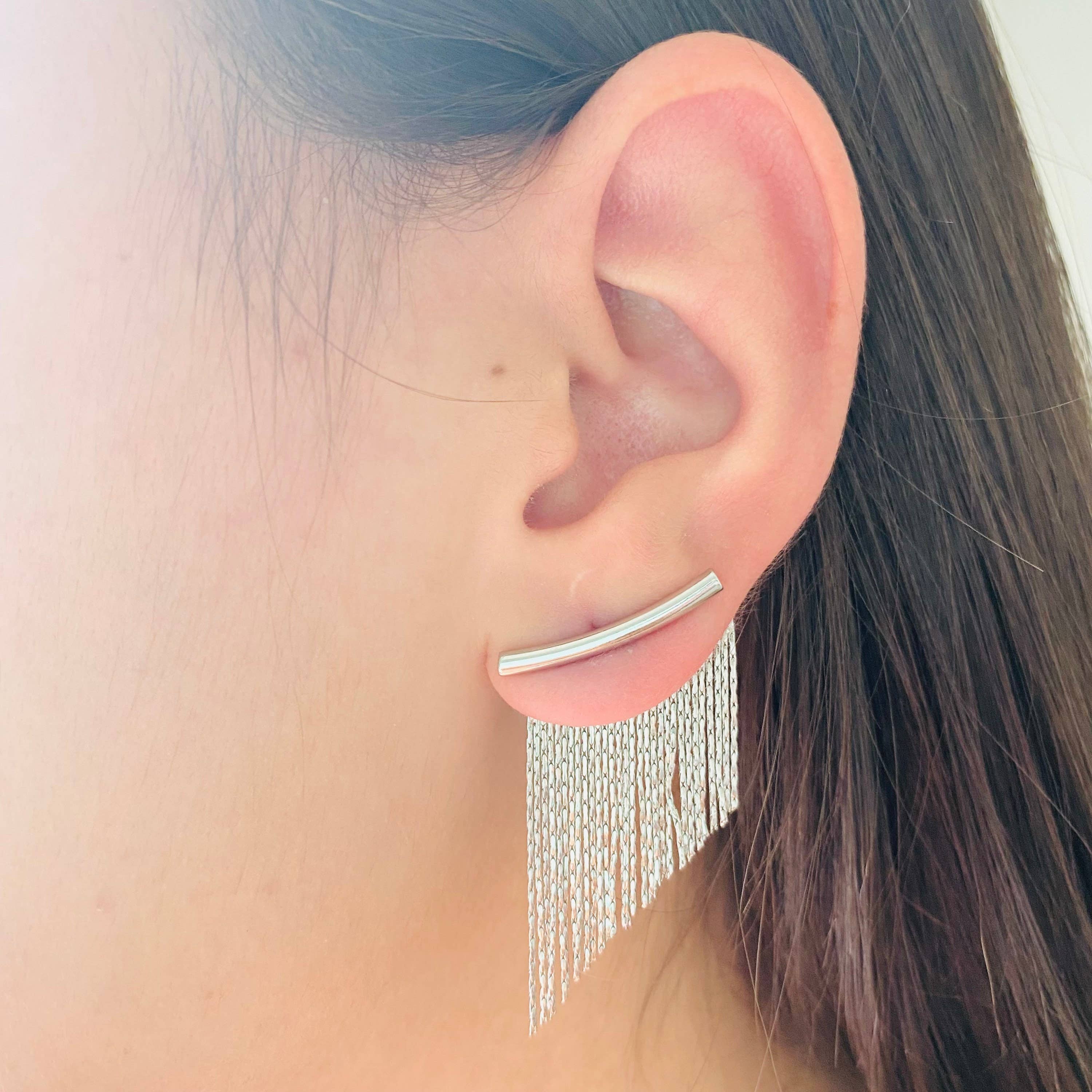 Housegoldjewelry - Wholesale Dangle Earrings - Gold Fringe Earrings, Hoop Fringe Earrings, Long Dangle Earr7