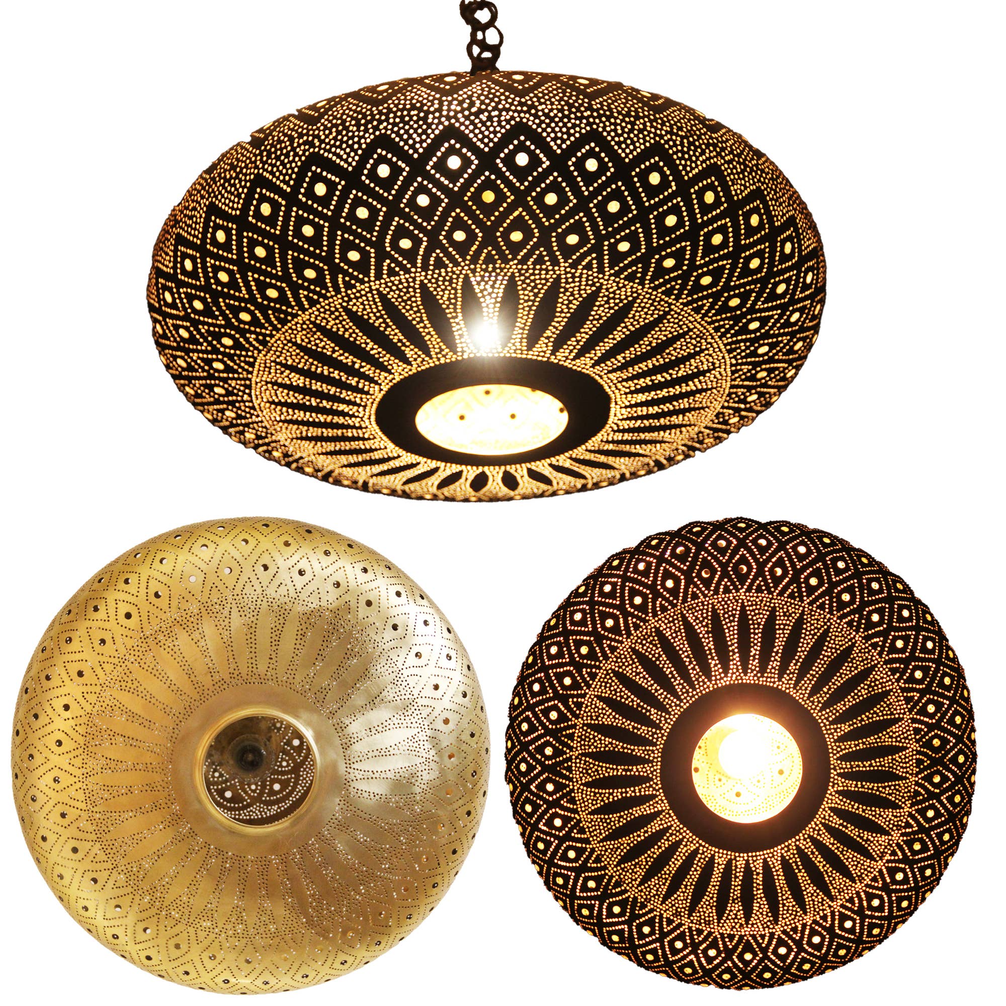 bazarifinagh - Wholesale Chandelier/Hanging Light - Handcrafted from brass, this Moroccan ceiling lamp adds char5