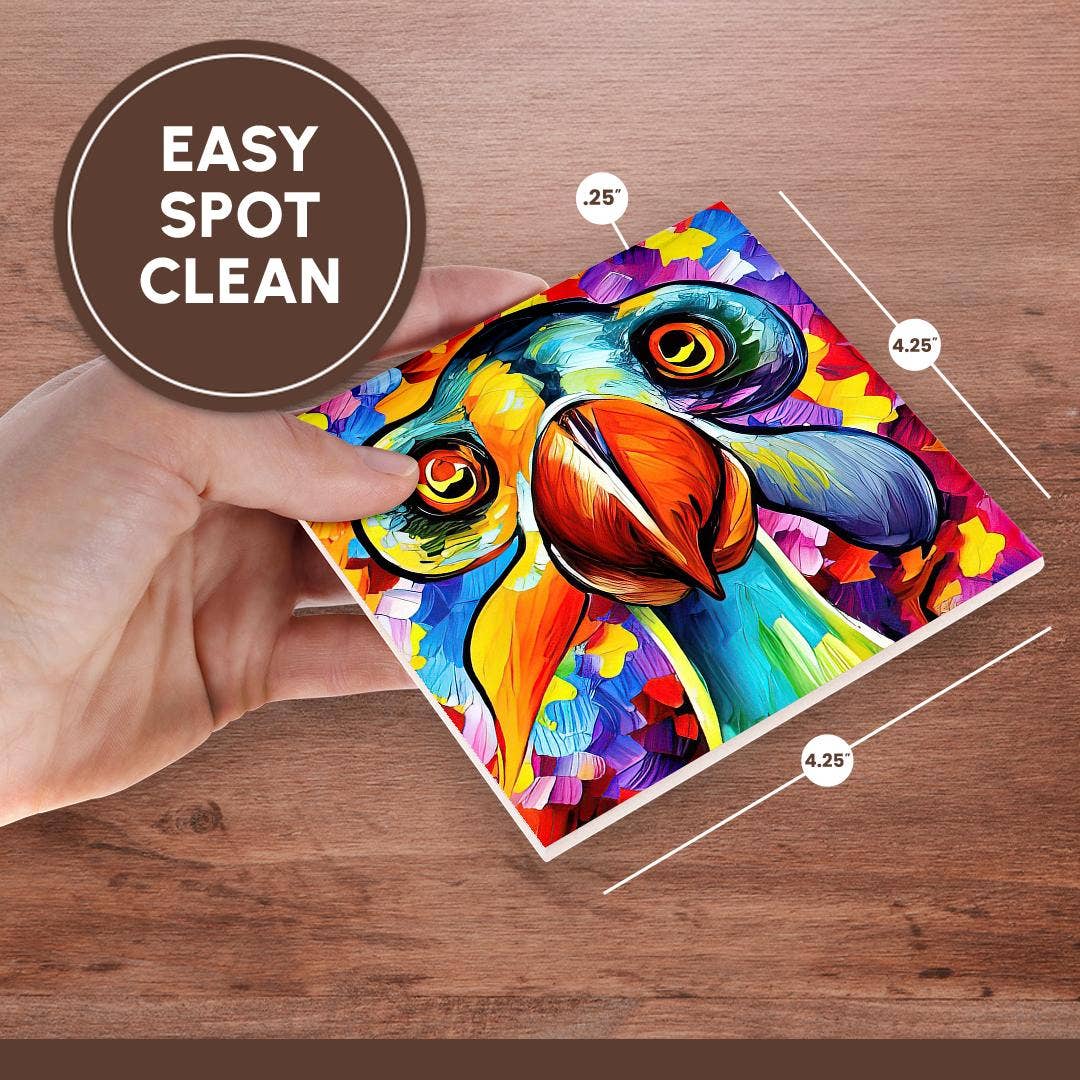3dRose - Wholesale Coasters - 3dRose, Colorful dodo bird portrait. Funny digital oil painting gift, card, Coaster6