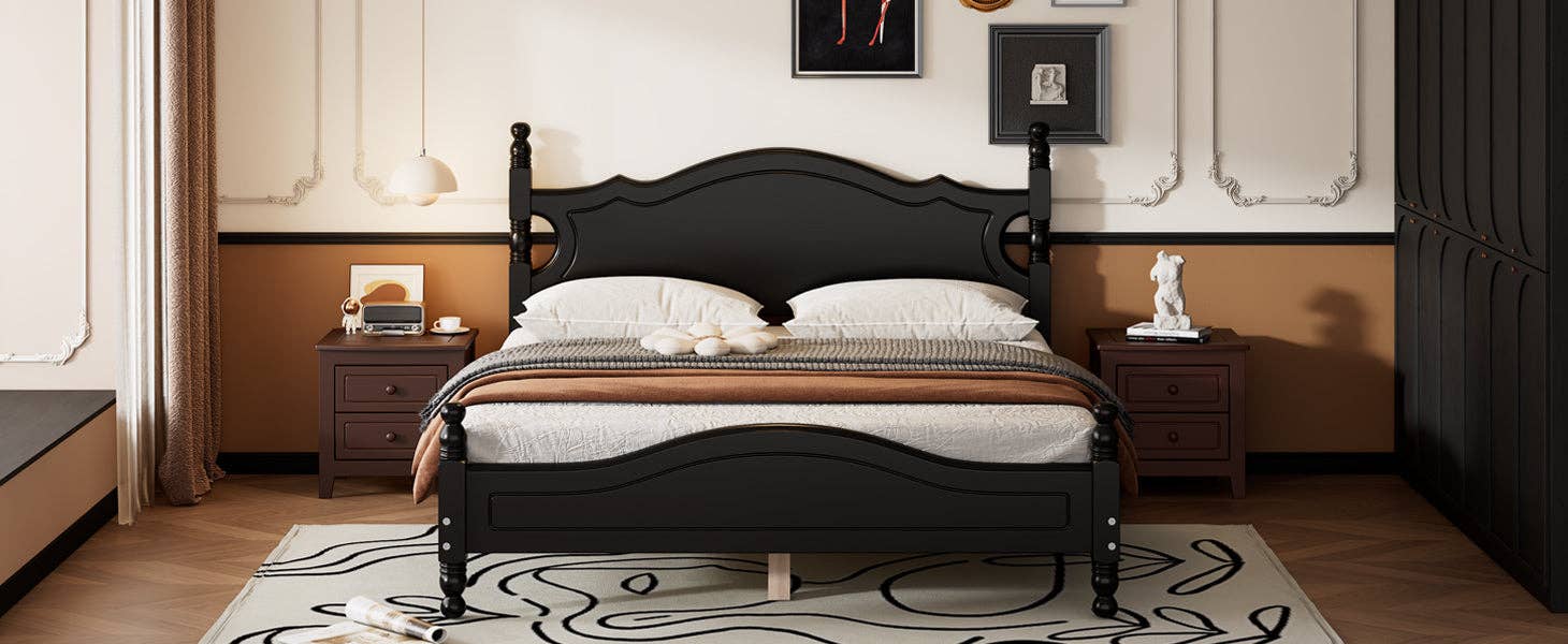 39F Inc. - Wholesale Bed - Queen/Full Size Wood Platform Bed Modern Renaissance style17