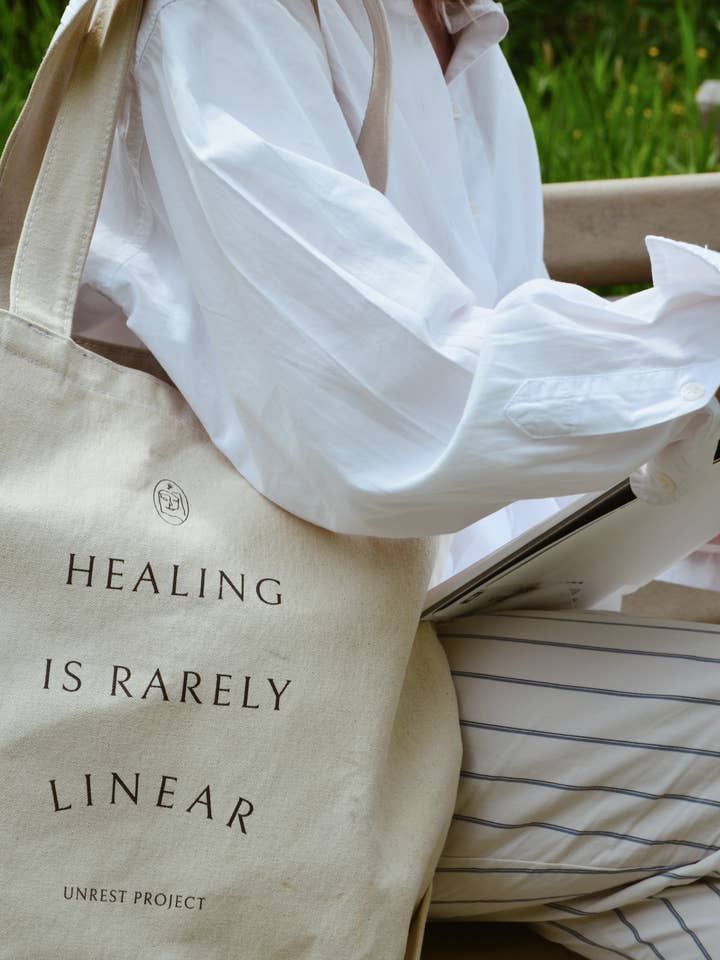 “Healing is Rarely Linear” Cotton Canvas Tot for wholesale by Unrest Project