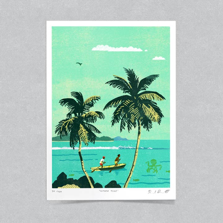 Bläckfisk Hunt, för wholesale av Haskett Prints