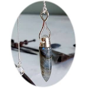Crystal Earth Sterling - Wholesale Pendulum Board - Master Sterling Pendulum - Labradorite & Rainbow Mn