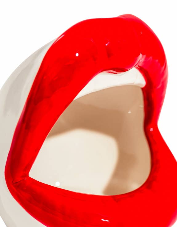 McGowan & Rutherford Ltd - Wholesale Decorative Jar - Ceramic Open-Mouthed Red Lips Storage Jar2