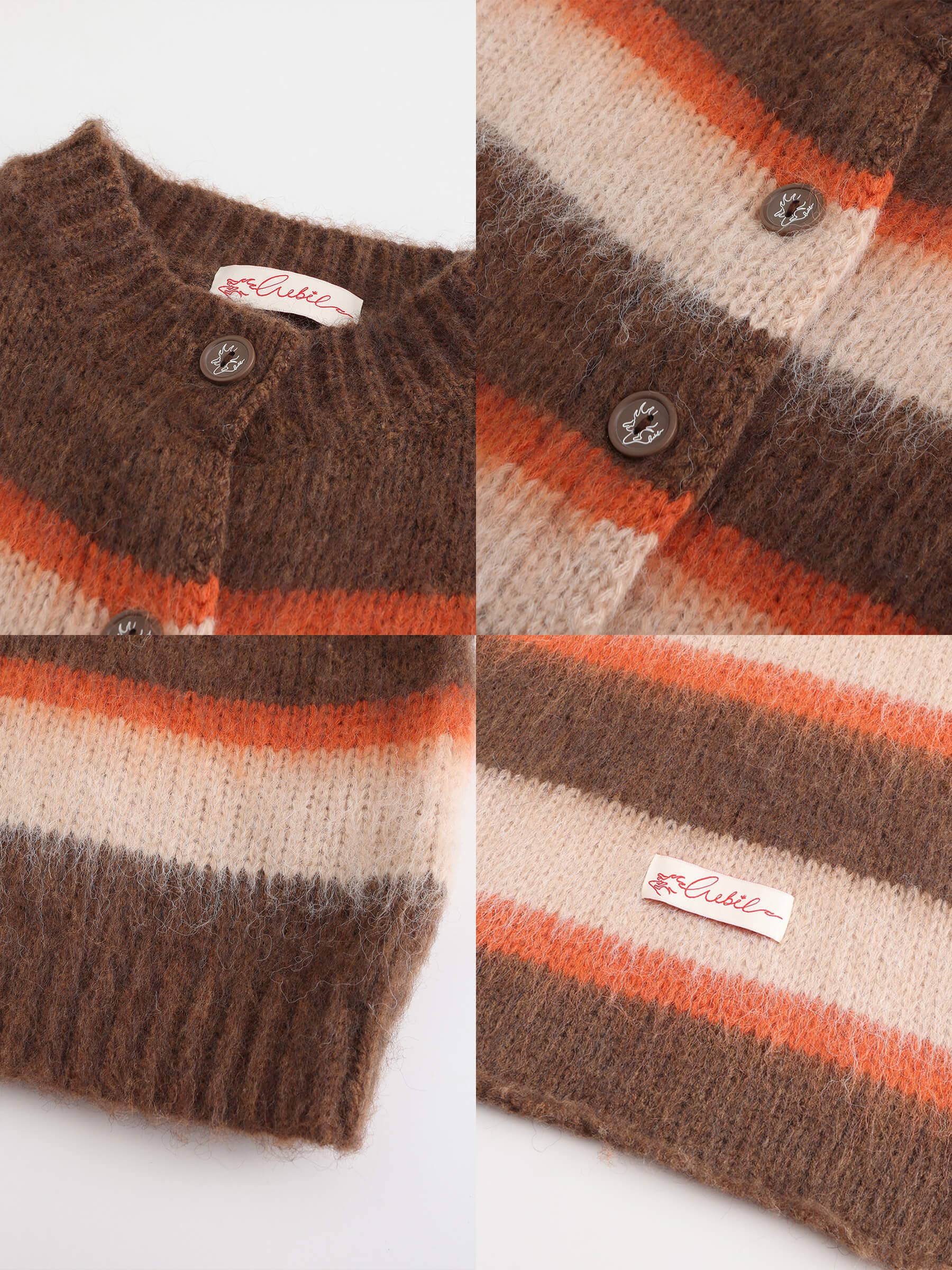 CUBIC - Wholesale Cardigan - Women's - Striped Color Block Wool Knit Cardigan With Scarf5