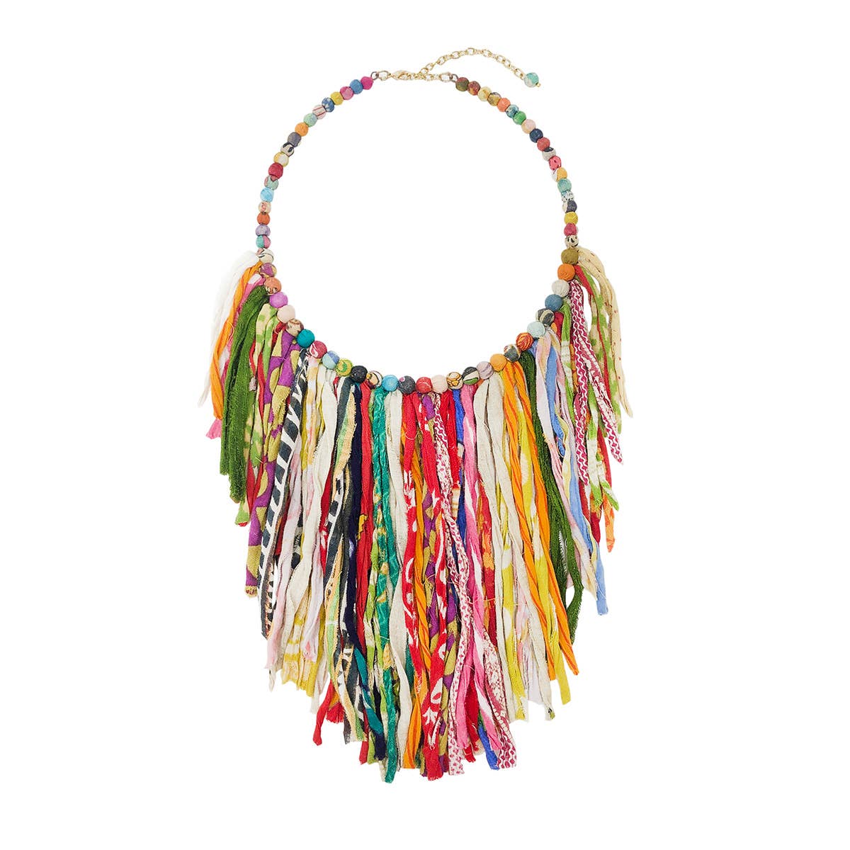 WorldFinds - Wholesale Bib Necklace - Kantha Fringe Collar Necklace6
