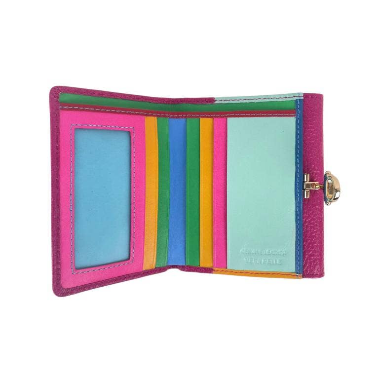 Chenson & Gorett - Wholesale Coin Purse - Women's - Leather Wallet with Click, Box and Multicolor Interior DN9766