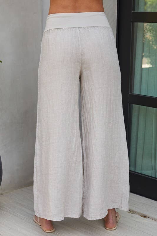 VENTI6 - Wholesale Pants - Women's - SOLID LINEN STRETCH WAISTBAND PANTS (8730-SOLID)6