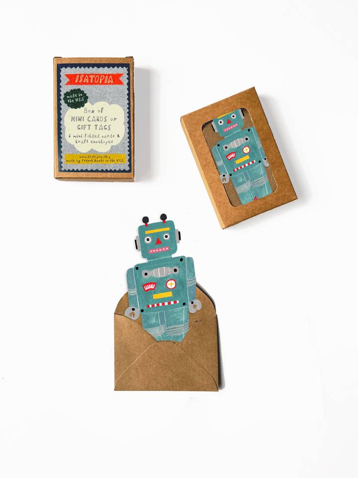 Little Robot Mini Cards - box of 6 for wholesale by Isatopia
