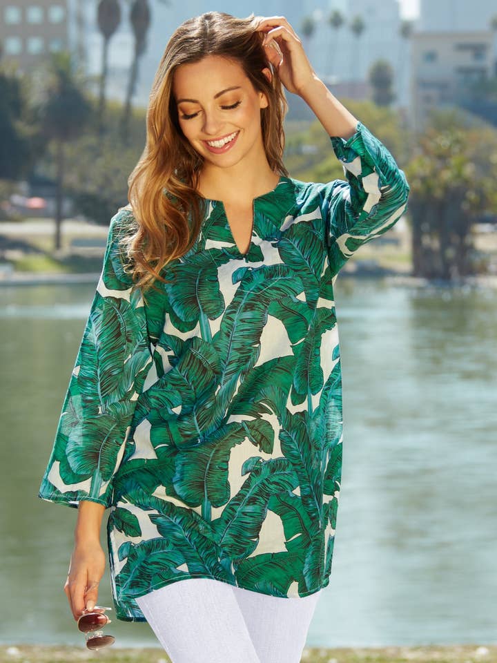 Weiße Palm-Tunika für den Großhandel von KikiSol