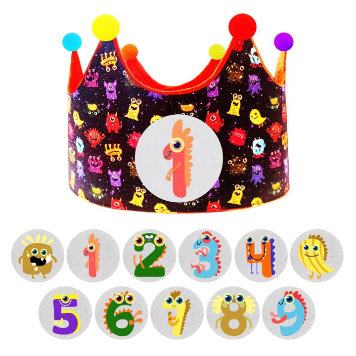Corona of Interchangeable Numbers 1 to 9 years old “Monsters” for wholesale by Anak-Anak