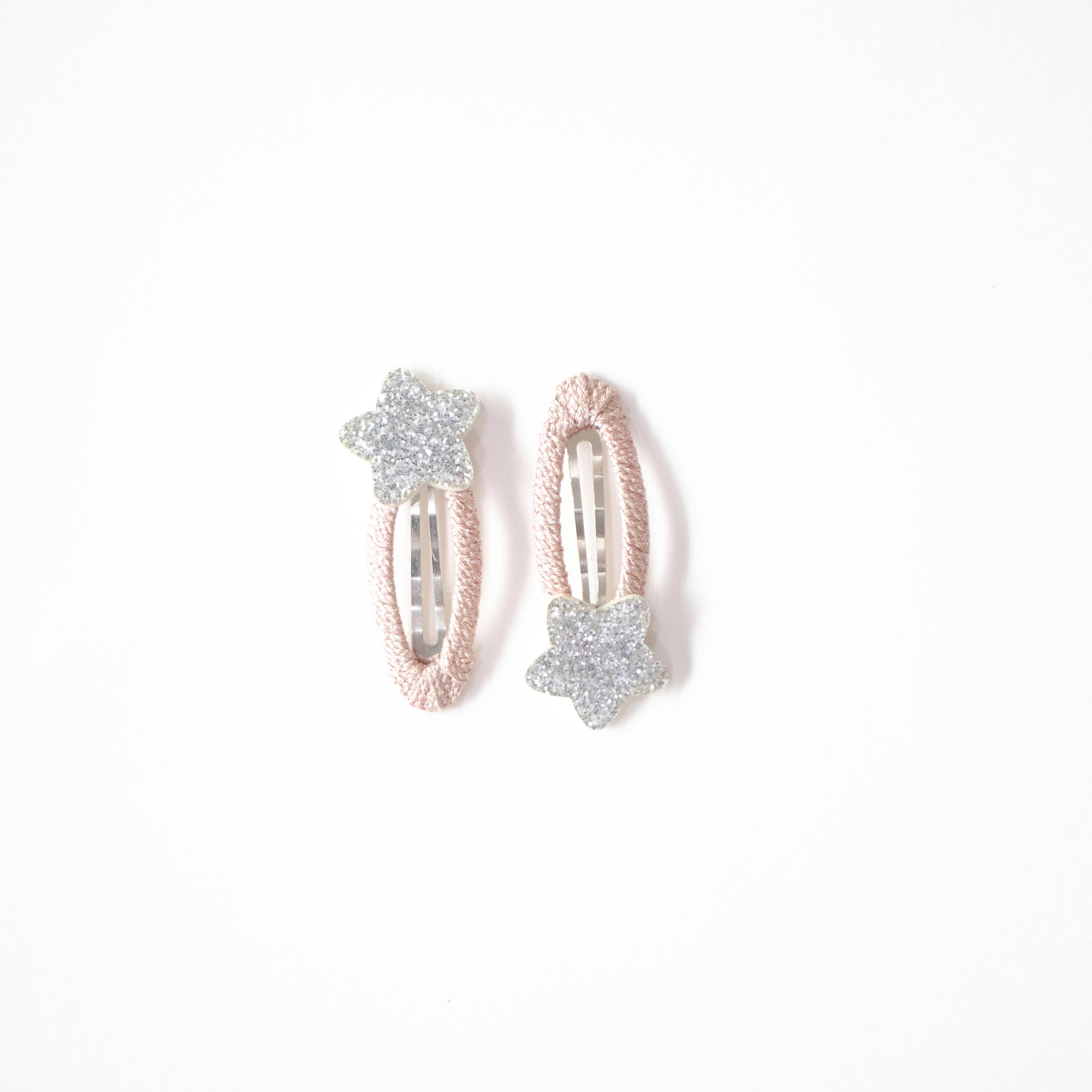 Yuko B – wholesale Barrette – kids – Children's Glitter Barrettes - Blue Stars - Paris Collection4