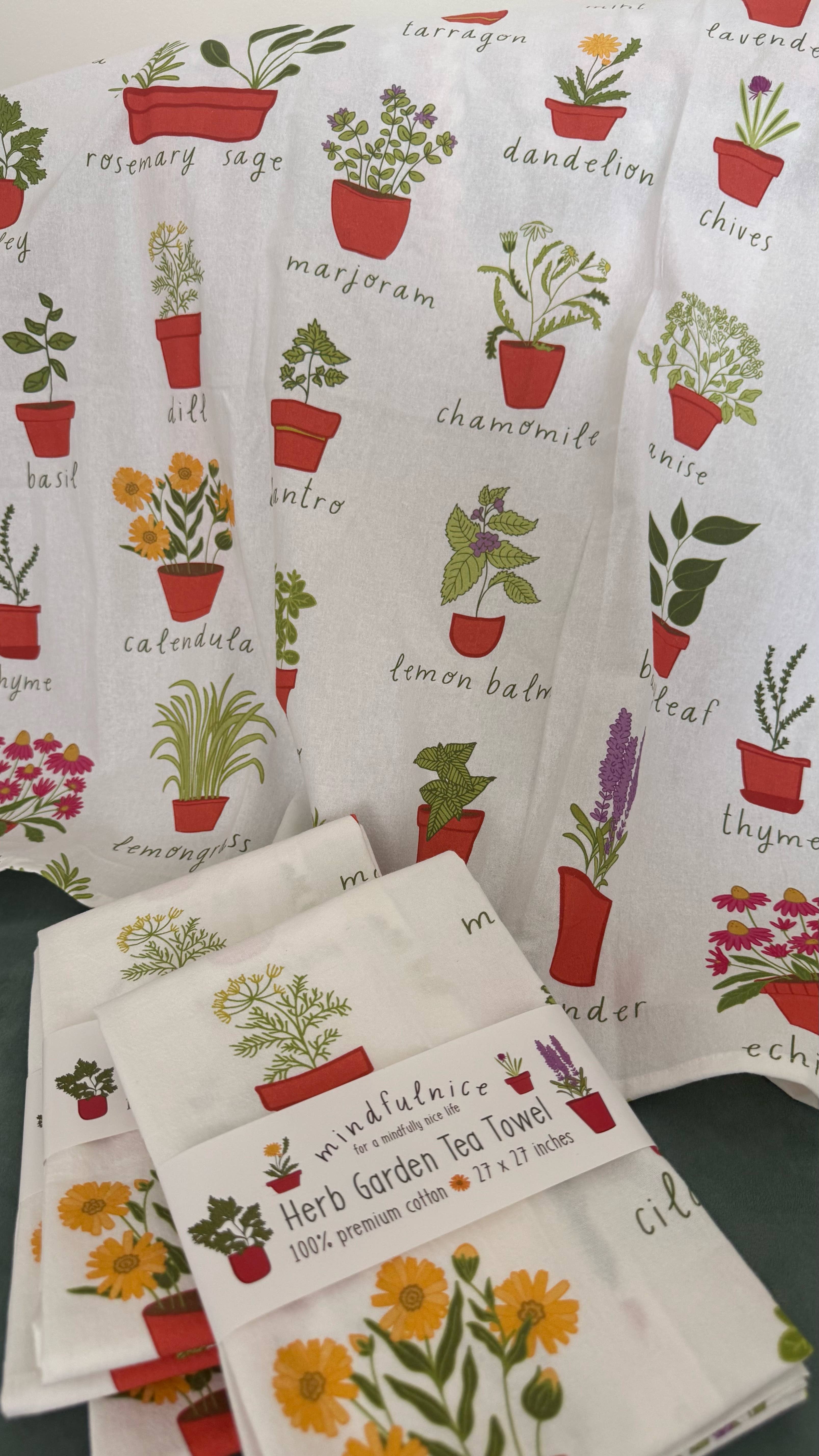 Mindfulnice - Wholesale Tea Towel - Herb Garden Tea Towel2