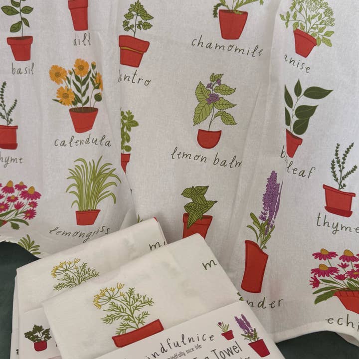 Mindfulnice - Wholesale Tea Towel - Herb Garden Tea Towel2