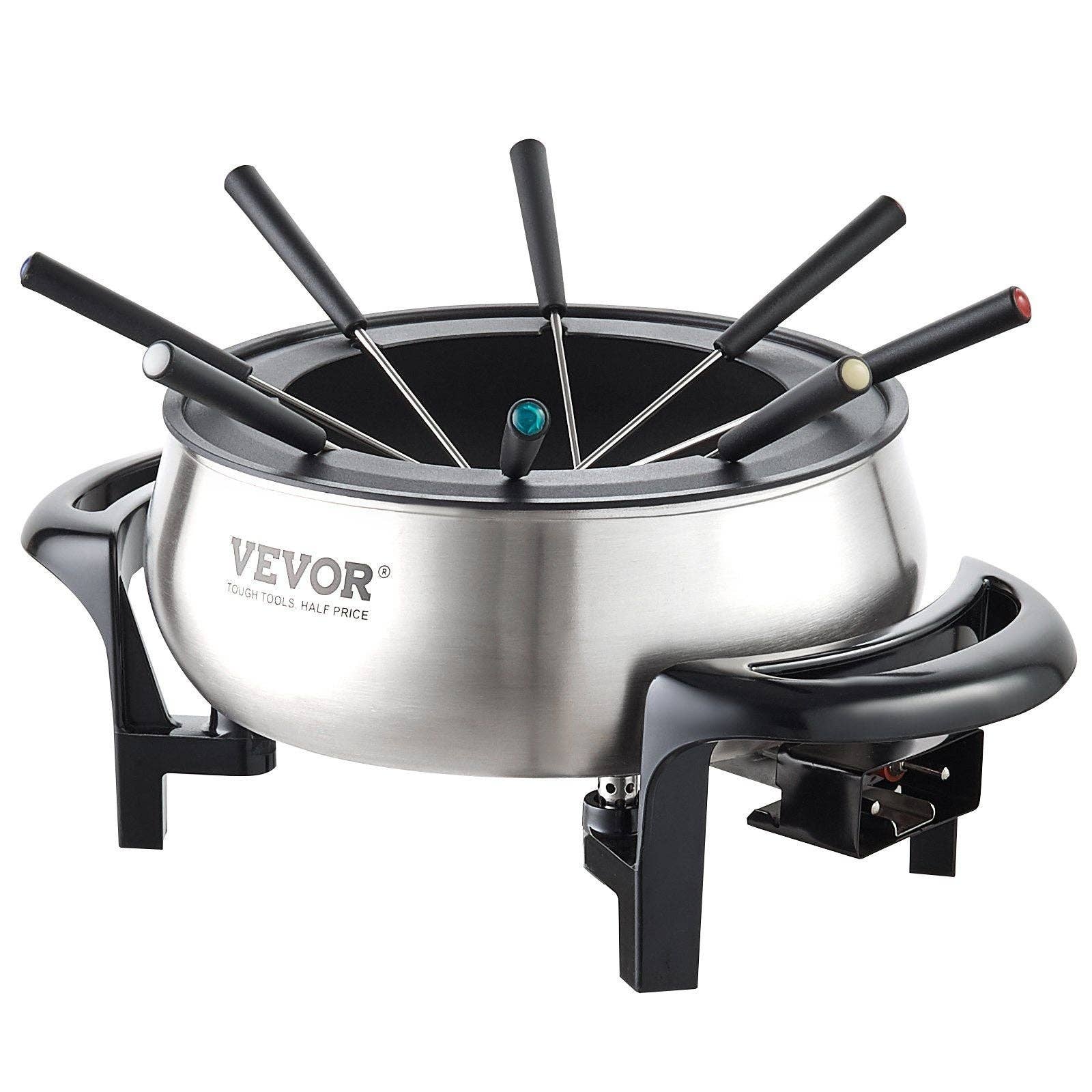 Hard Rock Health Stores - Wholesale Kitchen Appliance - Electric Fondue Pot Set for Cheese & Chocolate, 3 Quart Chocolate Melting Warmer, Stainless Steel Fondue Maker with Temperature Control and 8 Forks, for Hors d'Oeuvres, Entrees, and Desserts8