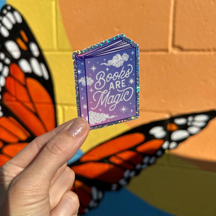Hilarious Humanitarian - Wholesale Sticker - Books Are Magic Pixie Glitter Sticker1