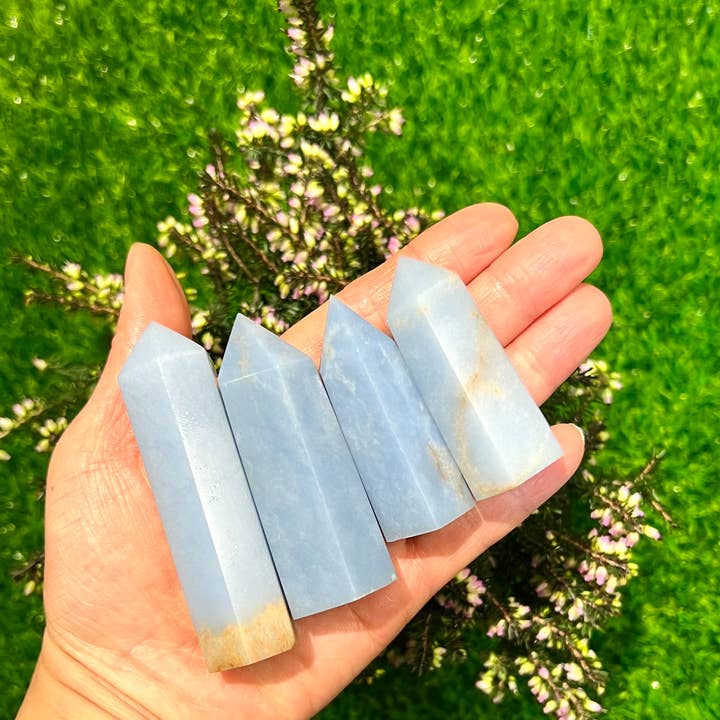 KayleeNYC - Venta al por mayor Piedras/cristales espirituales - Cristal natural Angelita en torre obelisco de 1 libra (454 g) para energía3