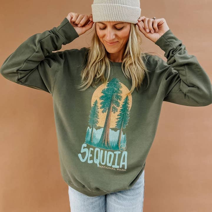 Military Green Sequoia - Heritage National Parks Sweatshirt for wholesale on Faire