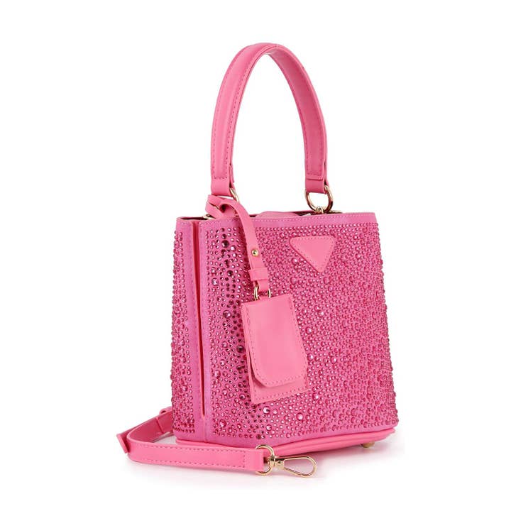 Handbag Express - Wholesale Top handle bag – women's - Petite Rhinestone Sparkler Bucket Bag10