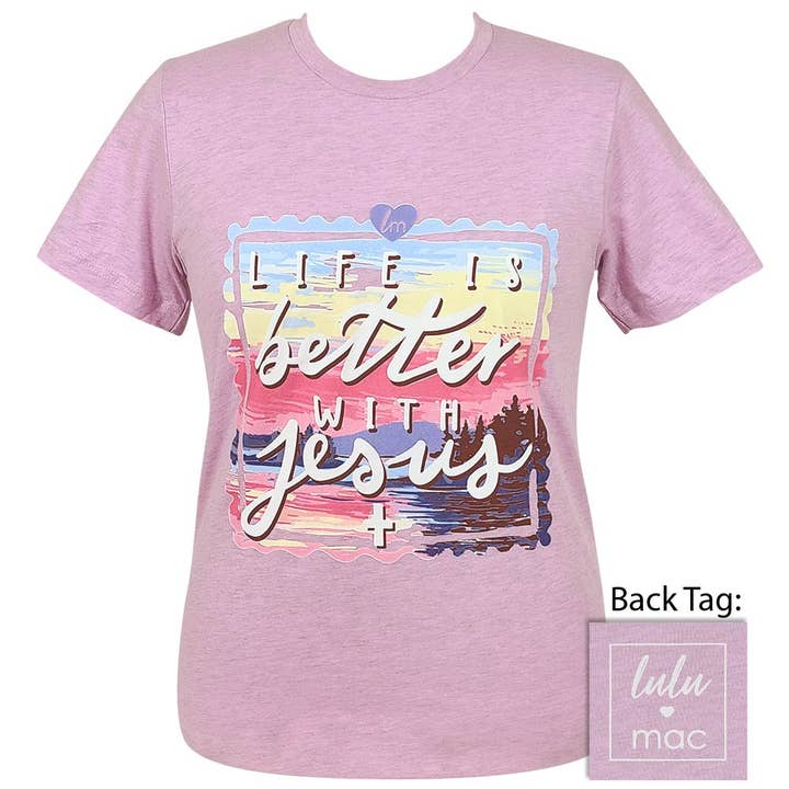 Girlie Girl Originals - Wholesale Screen Printed T-Shirt - Women's - Lulu Mac - Better With Jesus - Heather Prism Lilac SS - LM73