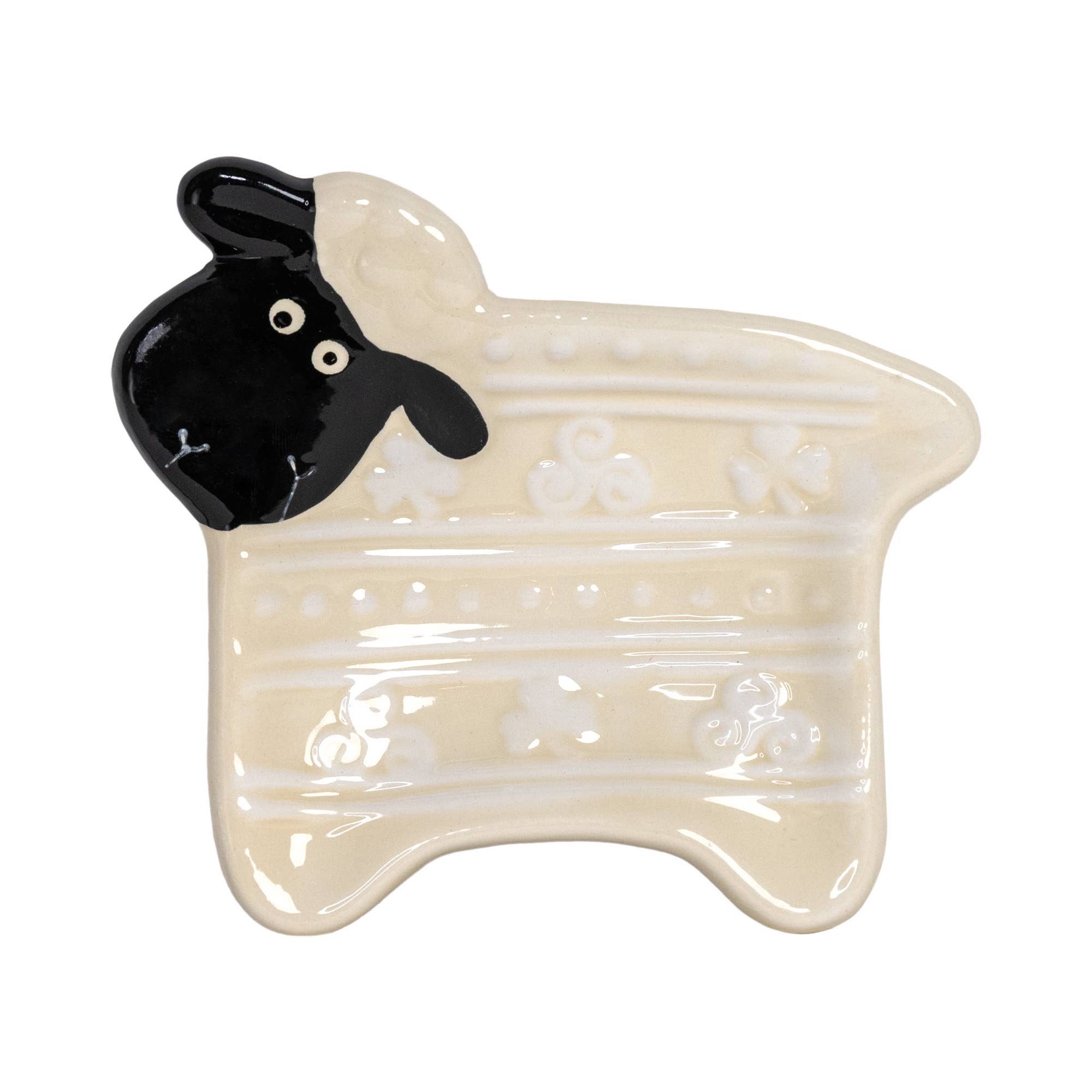 Dublin Gift Company - Vente Passoires à thé/infuseurs - Porte-sachets de thé en céramique peinte à la main en forme de mouton2