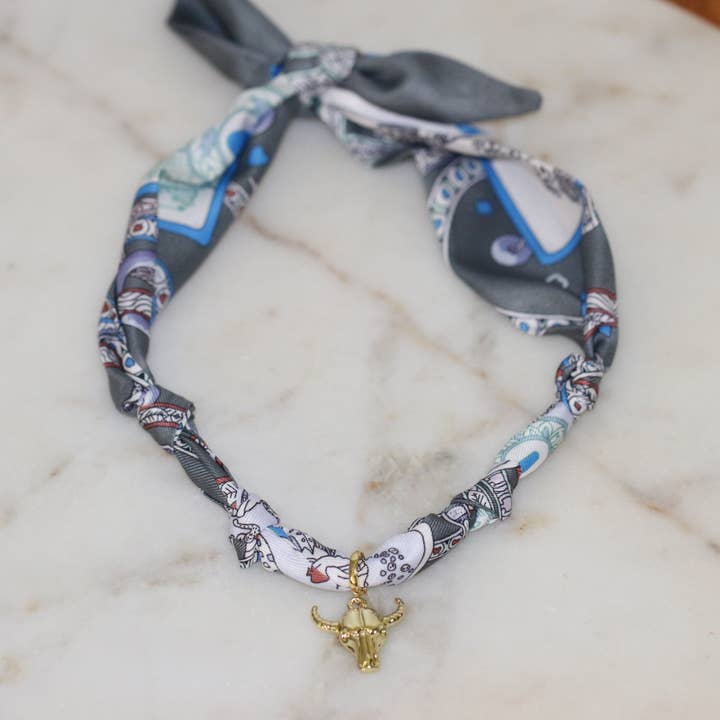 Deep South Originals, LLC - Wholesale Pendant/Charm Necklace - No Bull in Gray Scarf Necklace