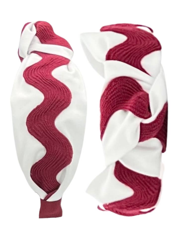 Maroon Ric Rac sobre Branco por atacado de Pretty Happies