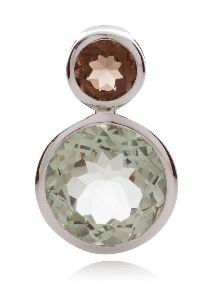 Pendente Lana in argento con ametista verde e quarzo fumé per la vendita all'ingrosso da parte di Manja