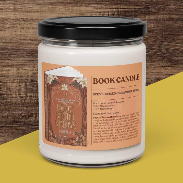 "LOVE OF SCENTED SHADOWS" SCENTED SOY BOOK CANDLE for wholesale by Win's Books LLC