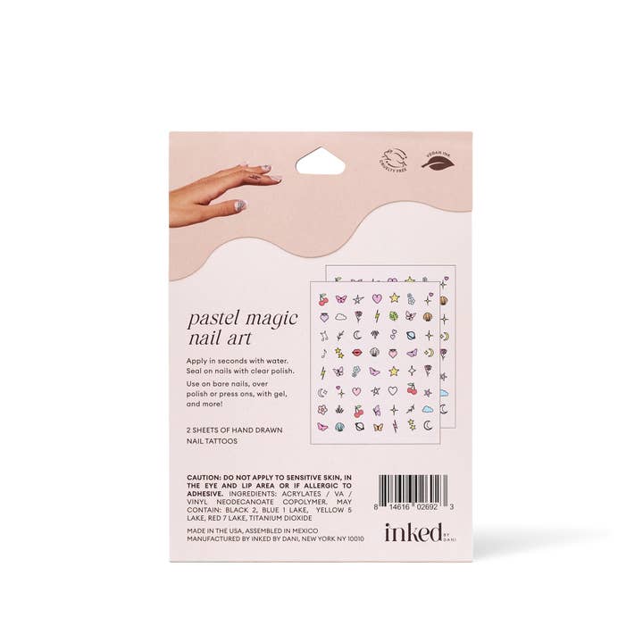 INKED by Dani - Wholesale Nail Art/Decal - Pastel Magic Nail Art Temporary Tattoo Pack