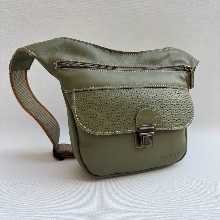 CAOMKA - Wholesale Heuptasje - Dames - Mini Heuptasje "Special Green Spring" · Nappaleer · Exclusief Stuk Nr. 171386