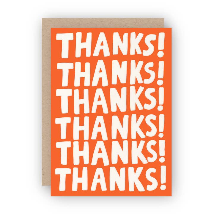 Half Pint Studio - Wholesale Thank You Card - Thanks! Thanks! Thanks! Letterpress Greeting Card4