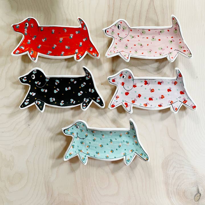 By Bianca Rae - Wholesale Decorative Plate/Dish/Bowl - Colorful Dachshund Plate3